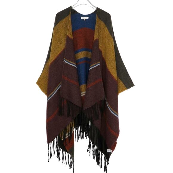 Urban Outfitters Woven Heart Knit Cape Shawl Sweater with Tassels - Picture 1 of 6